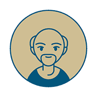 Illustration eines glatzköpfigen Mannes mit Bart